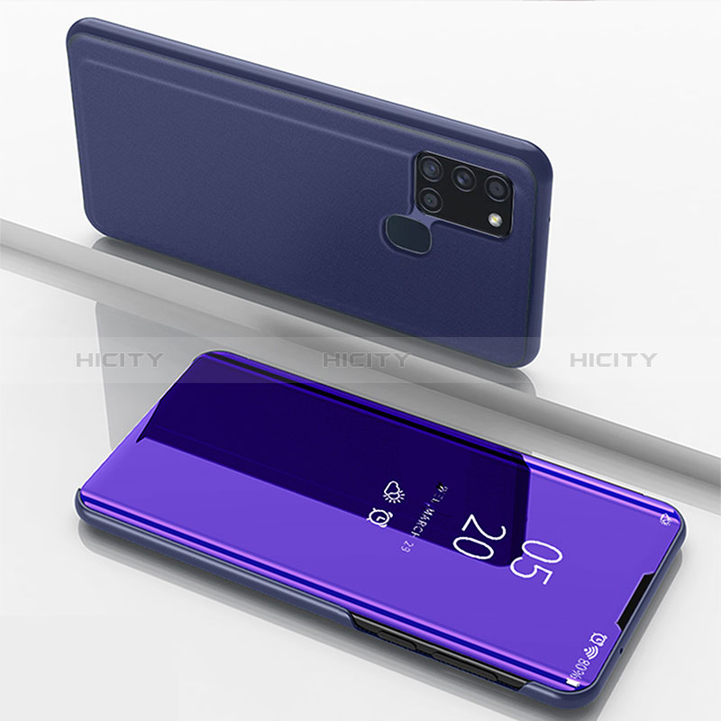 Coque Portefeuille Livre Cuir Miroir Housse Etui Clapet ZL1 pour Samsung Galaxy A21s Violet Plus
