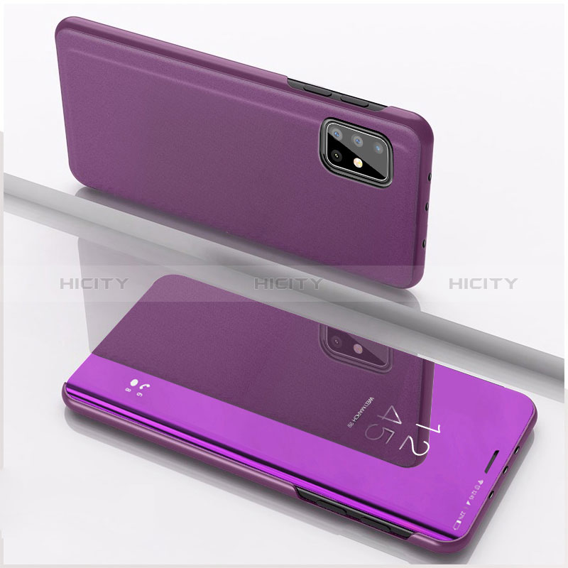 Coque Portefeuille Livre Cuir Miroir Housse Etui Clapet ZL1 pour Samsung Galaxy A51 4G Violet Plus
