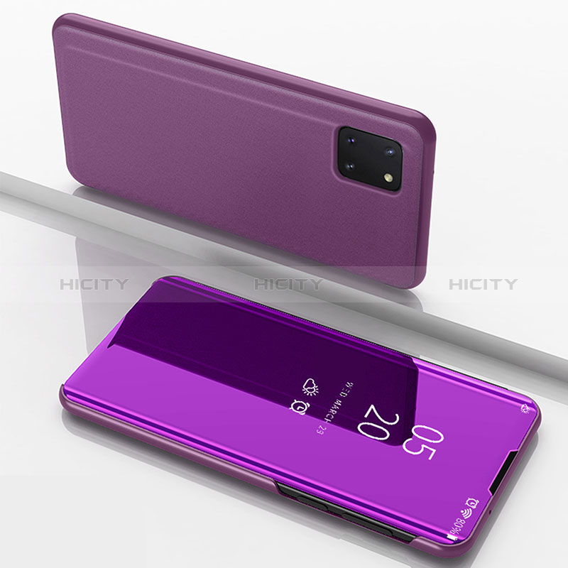 Coque Portefeuille Livre Cuir Miroir Housse Etui Clapet ZL1 pour Samsung Galaxy A81 Violet Clair Plus