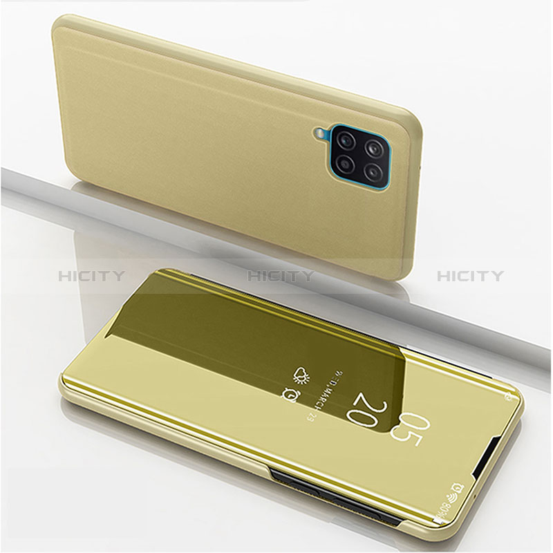 Coque Portefeuille Livre Cuir Miroir Housse Etui Clapet ZL1 pour Samsung Galaxy M12 Or Plus