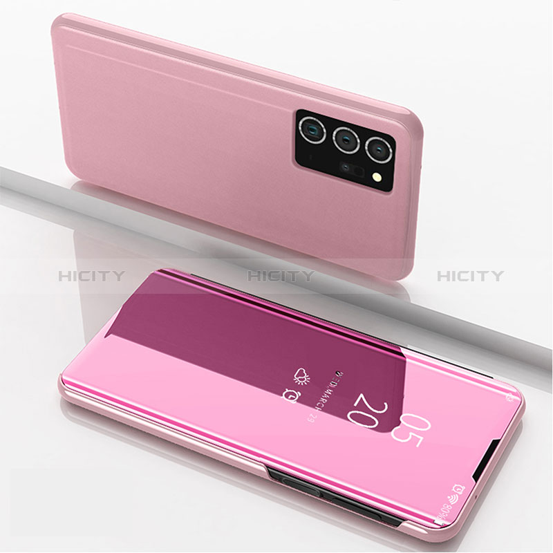 Coque Portefeuille Livre Cuir Miroir Housse Etui Clapet ZL1 pour Samsung Galaxy Note 20 Ultra 5G Or Rose Plus