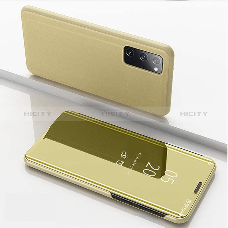 Coque Portefeuille Livre Cuir Miroir Housse Etui Clapet ZL1 pour Samsung Galaxy S20 5G Or Plus