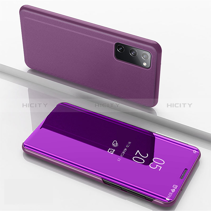 Coque Portefeuille Livre Cuir Miroir Housse Etui Clapet ZL1 pour Samsung Galaxy S20 5G Violet Clair Plus