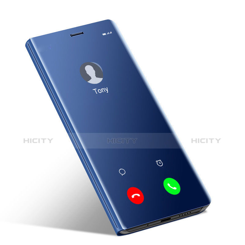 Coque Portefeuille Livre Cuir Miroir Housse Etui pour Huawei Honor 10 Bleu Plus