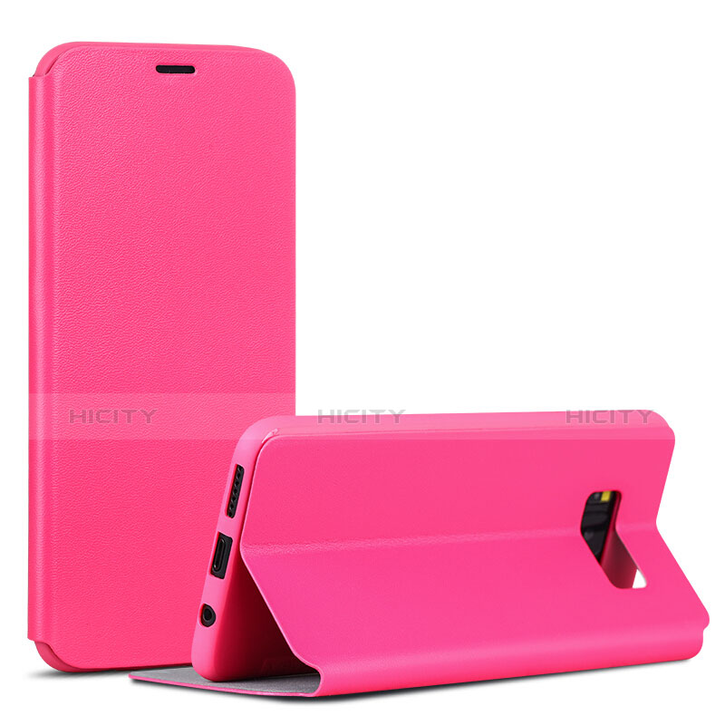Coque Portefeuille Livre Cuir P01 pour Samsung Galaxy S8 Rose Rouge Plus