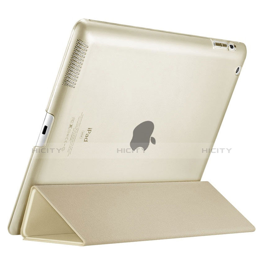 Coque Portefeuille Livre Cuir pour Apple iPad 4 Or Plus