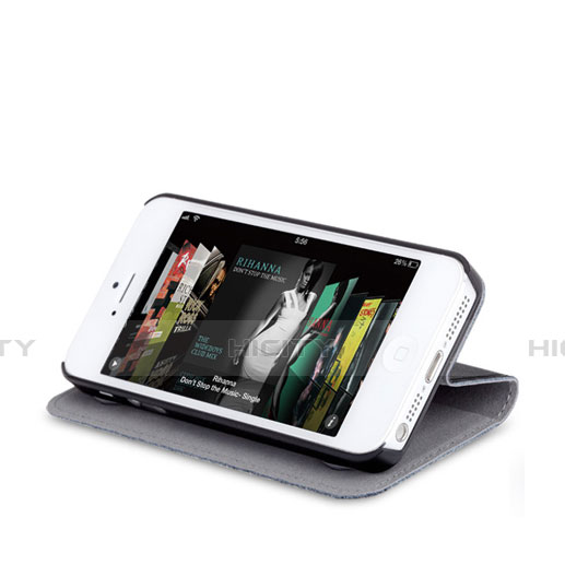 Coque Portefeuille Livre Cuir pour Apple iPhone 5S Noir Plus