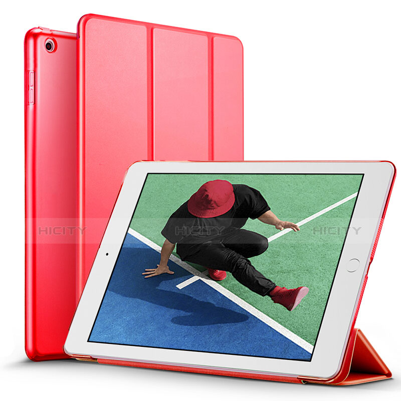 Coque Portefeuille Livre Cuir pour Apple New iPad 9.7 (2017) Rouge Plus