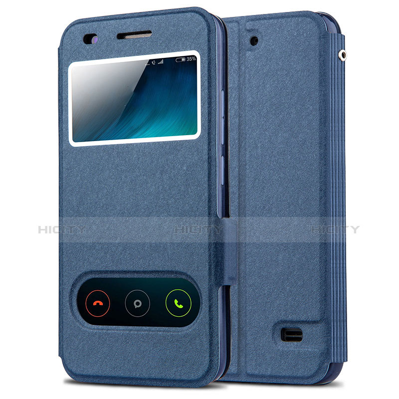Coque Portefeuille Livre Cuir pour Huawei Ascend G620S Bleu Plus