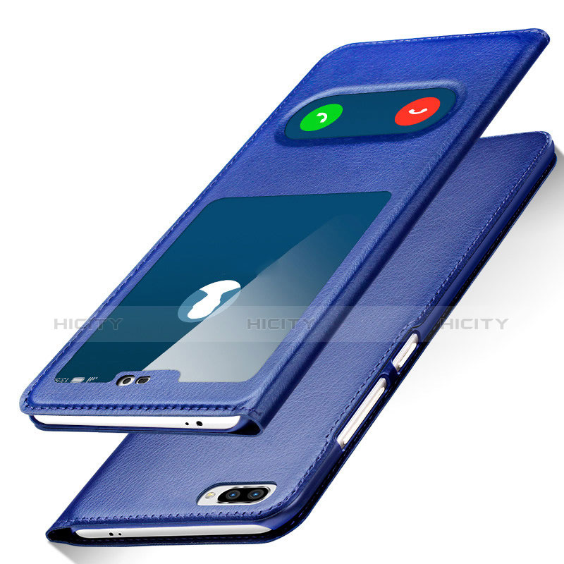 Coque Portefeuille Livre Cuir pour Huawei Honor 10 Bleu Plus