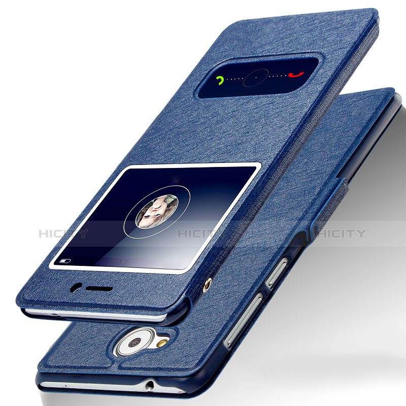Coque Portefeuille Livre Cuir pour Huawei Honor 6C Bleu Plus