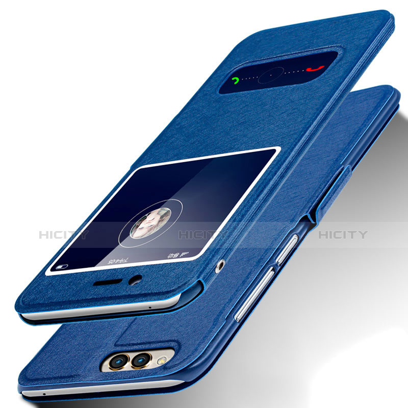Coque Portefeuille Livre Cuir pour Huawei Honor 7X Bleu Plus