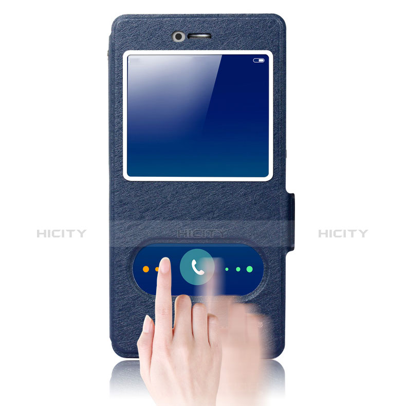 Coque Portefeuille Livre Cuir pour Huawei P8 Bleu Plus