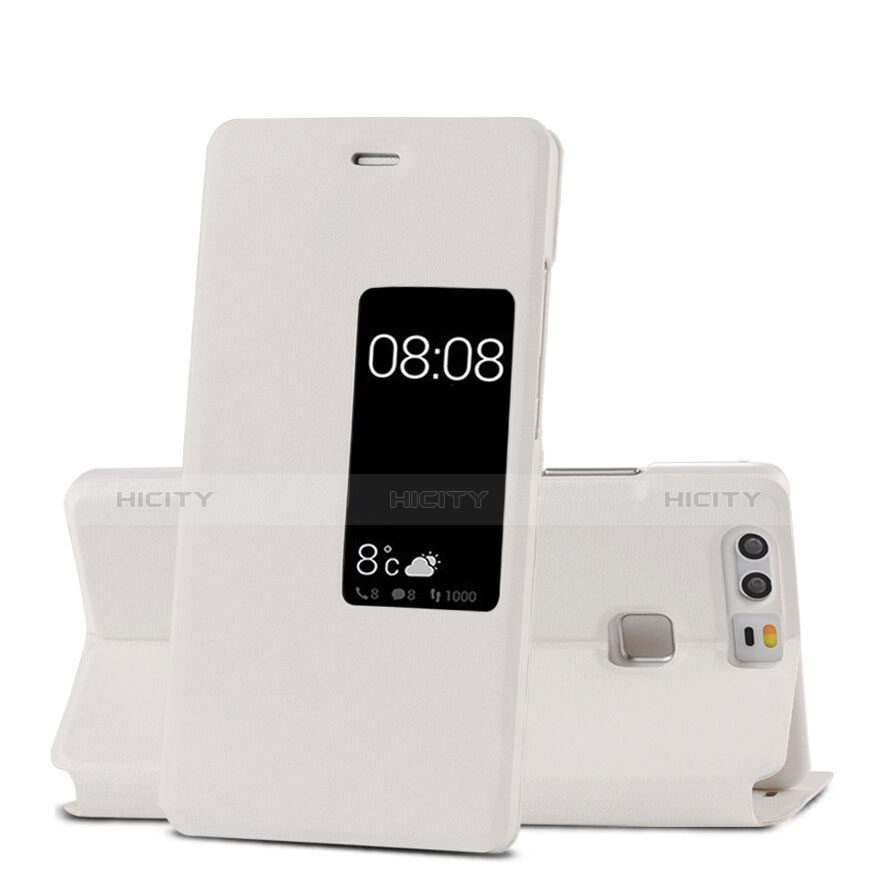 Coque Portefeuille Livre Cuir pour Huawei P9 Blanc Plus