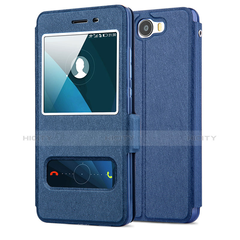 Coque Portefeuille Livre Cuir pour Huawei Y5 II Y5 2 Bleu Plus