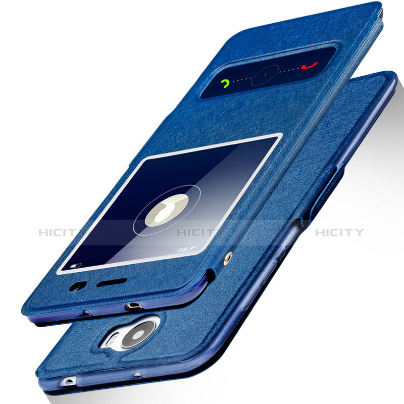 Coque Portefeuille Livre Cuir pour Huawei Y5 II Y5 2 Bleu Plus