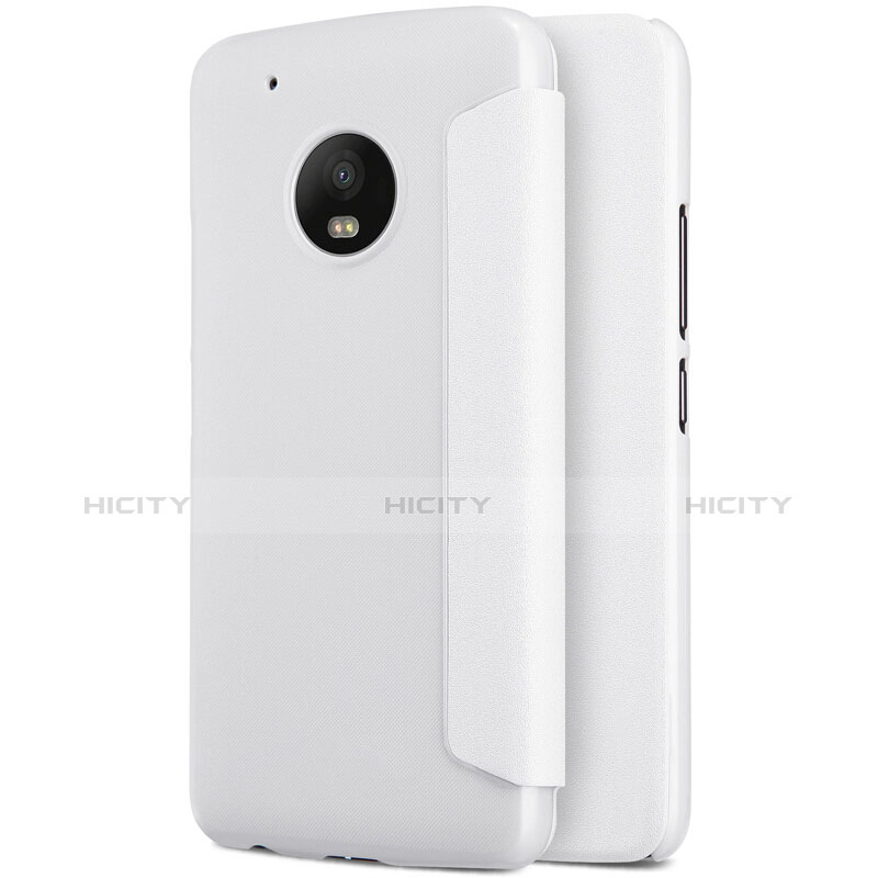 Coque Portefeuille Livre Cuir pour Motorola Moto G5 Plus Blanc Plus