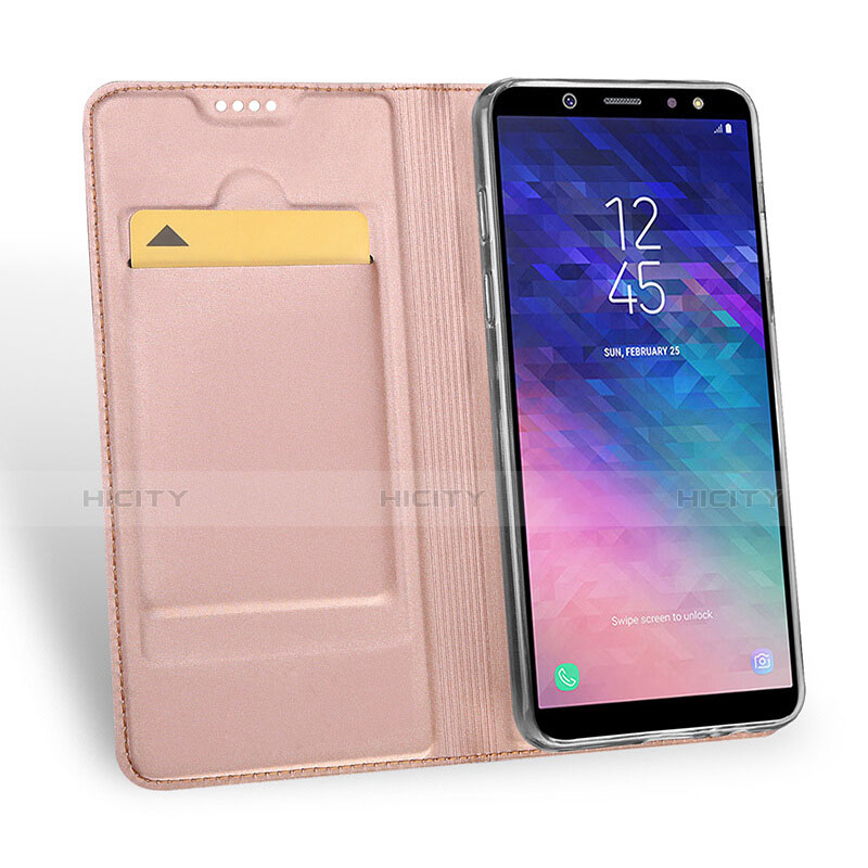 Coque Portefeuille Livre Cuir pour Samsung Galaxy A6 (2018) Dual SIM Or Rose Plus