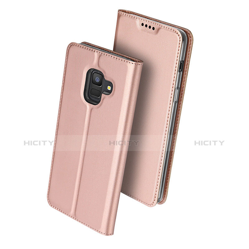 Coque Portefeuille Livre Cuir pour Samsung Galaxy A6 (2018) Or Rose Plus