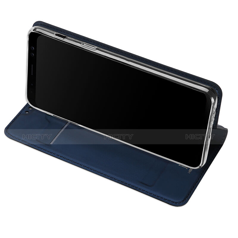 Coque Portefeuille Livre Cuir pour Samsung Galaxy A8 (2018) A530F Bleu Plus