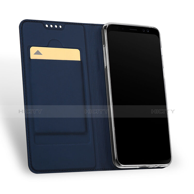 Coque Portefeuille Livre Cuir pour Samsung Galaxy A8 (2018) Duos A530F Bleu Plus