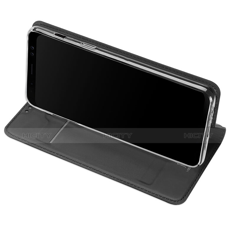 Coque Portefeuille Livre Cuir pour Samsung Galaxy A8 (2018) Duos A530F Noir Plus