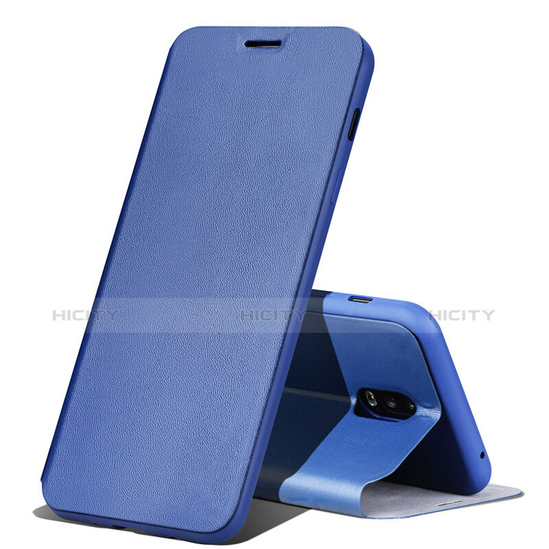Coque Portefeuille Livre Cuir pour Samsung Galaxy J7 Plus Bleu Plus