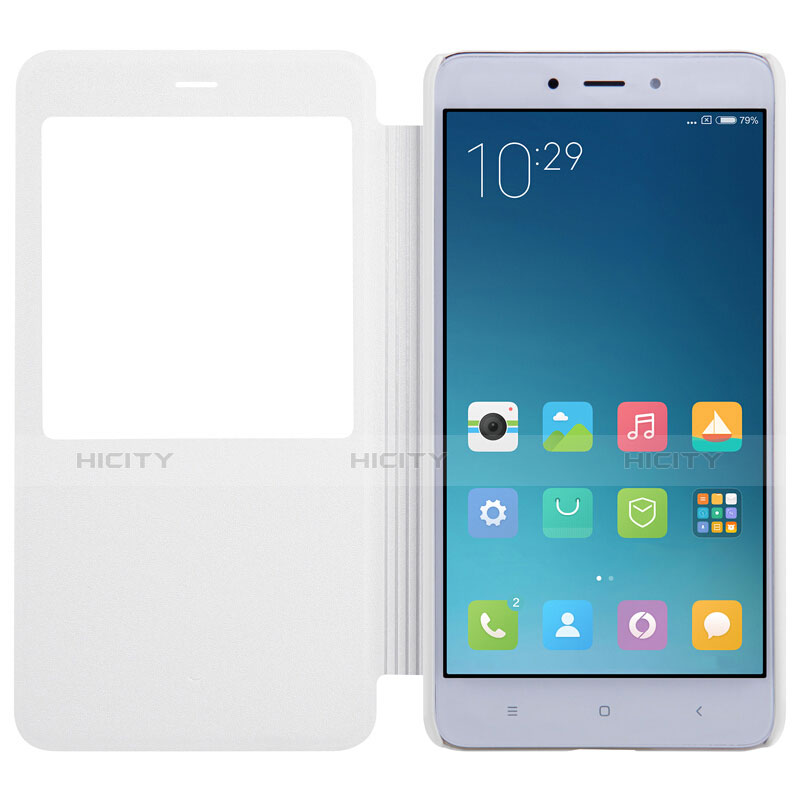 Coque Portefeuille Livre Cuir pour Xiaomi Redmi Note 4X High Edition Blanc Plus
