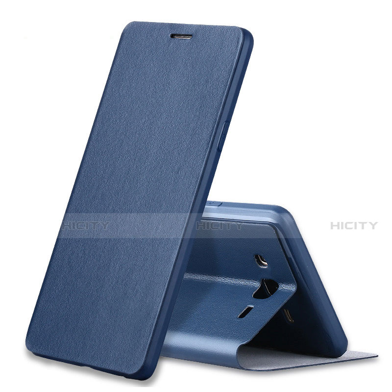Coque Portefeuille Livre Cuir S01 pour Samsung Galaxy On7 G600FY Bleu Plus