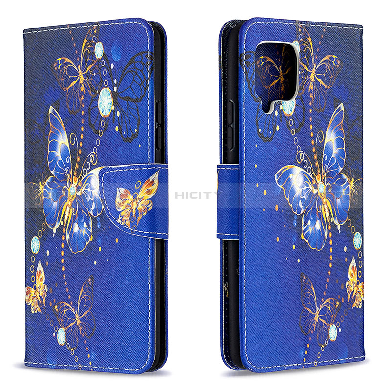 Coque Portefeuille Motif Fantaisie Livre Cuir Etui Clapet B03F pour Samsung Galaxy A42 5G Bleu Royal Plus