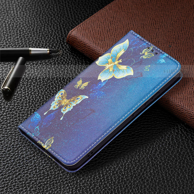 Coque Portefeuille Motif Fantaisie Livre Cuir Etui Clapet B03F pour Samsung Galaxy S23 5G Bleu Royal Plus