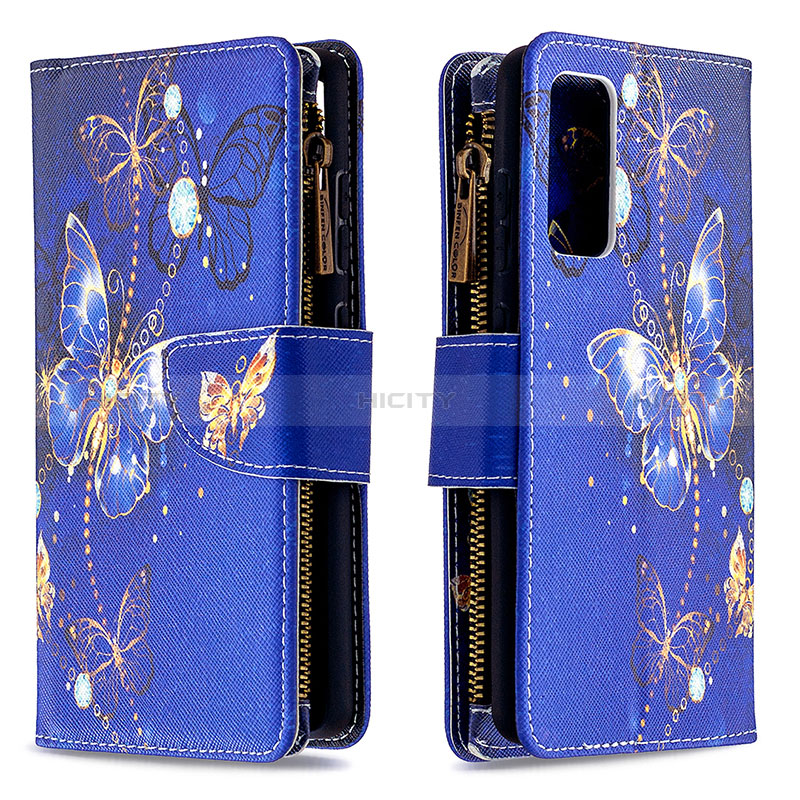 Coque Portefeuille Motif Fantaisie Livre Cuir Etui Clapet B04F pour Samsung Galaxy S20 FE 5G Bleu Royal Plus