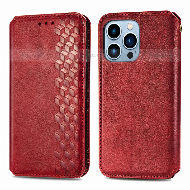 Coque Portefeuille Motif Fantaisie Livre Cuir Etui Clapet H15 pour Apple iPhone 15 Pro Rouge Plus