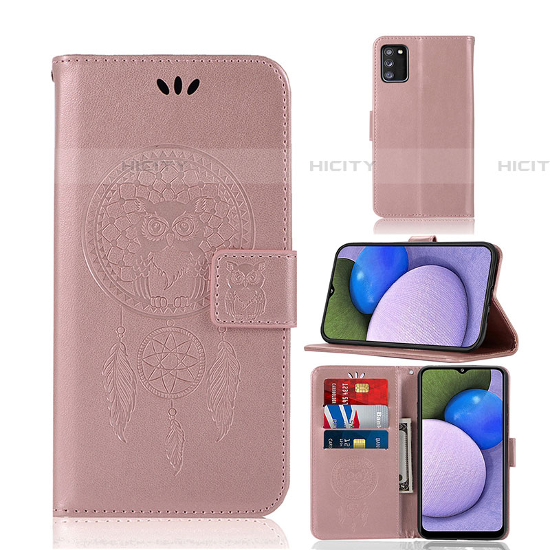 Coque Portefeuille Motif Fantaisie Livre Cuir Etui Clapet JX1 pour Samsung Galaxy A03s Or Rose Plus