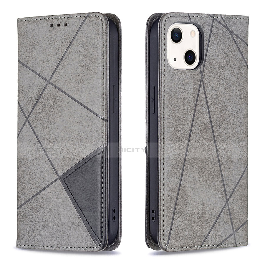 Coque Portefeuille Motif Fantaisie Livre Cuir Etui Clapet L04 pour Apple iPhone 14 Gris Plus