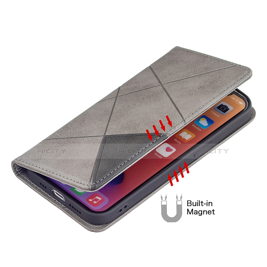 Coque Portefeuille Motif Fantaisie Livre Cuir Etui Clapet L04 pour Apple iPhone 14 Gris Plus