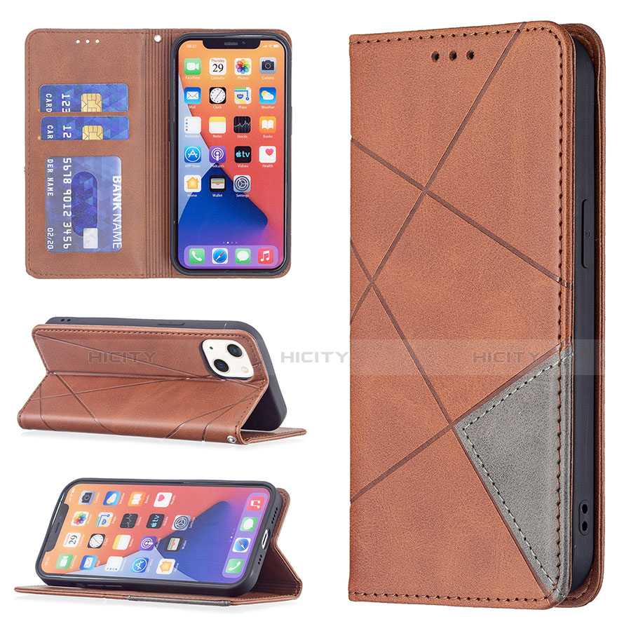 Coque Portefeuille Motif Fantaisie Livre Cuir Etui Clapet L04 pour Apple iPhone 14 Marron Plus