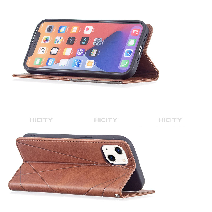 Coque Portefeuille Motif Fantaisie Livre Cuir Etui Clapet L04 pour Apple iPhone 14 Marron Plus