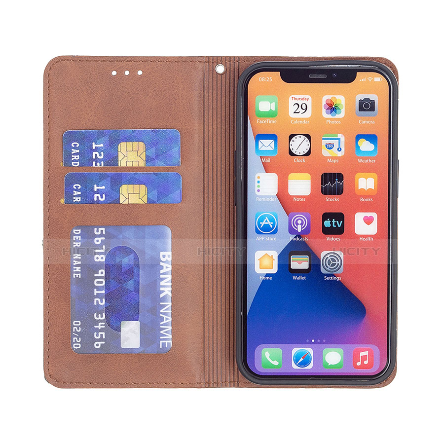Coque Portefeuille Motif Fantaisie Livre Cuir Etui Clapet L04 pour Apple iPhone 14 Marron Plus