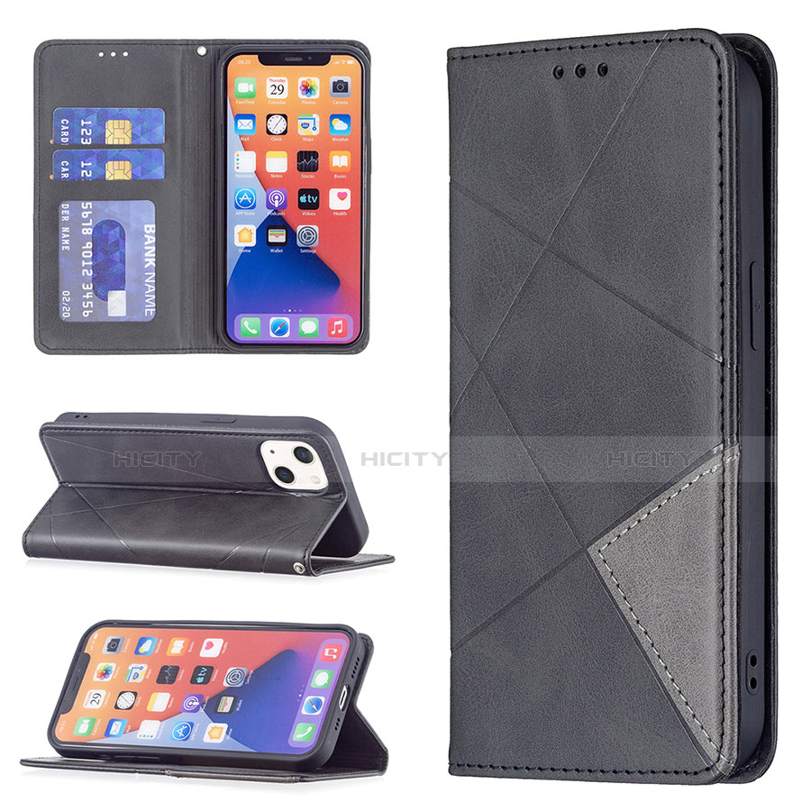 Coque Portefeuille Motif Fantaisie Livre Cuir Etui Clapet L04 pour Apple iPhone 14 Noir Plus
