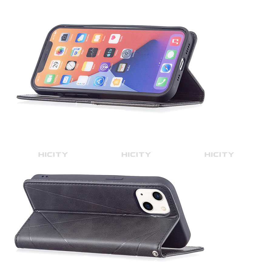 Coque Portefeuille Motif Fantaisie Livre Cuir Etui Clapet L04 pour Apple iPhone 14 Noir Plus
