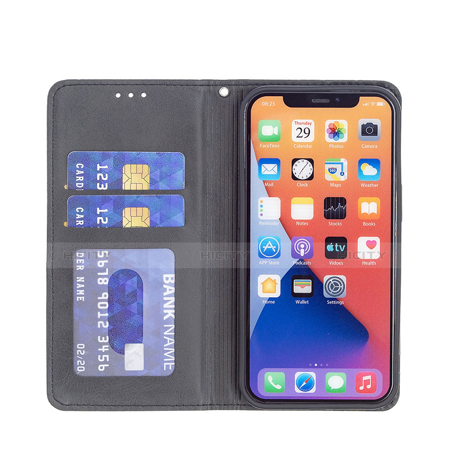 Coque Portefeuille Motif Fantaisie Livre Cuir Etui Clapet L04 pour Apple iPhone 14 Noir Plus