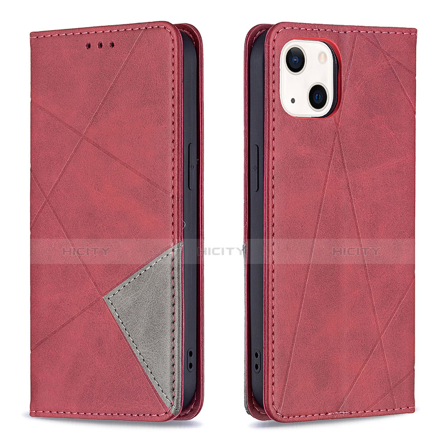Coque Portefeuille Motif Fantaisie Livre Cuir Etui Clapet L04 pour Apple iPhone 14 Rouge Plus