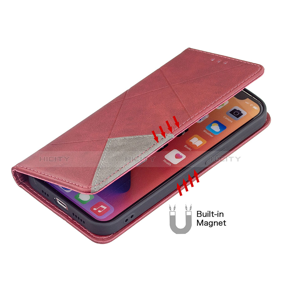 Coque Portefeuille Motif Fantaisie Livre Cuir Etui Clapet L04 pour Apple iPhone 14 Rouge Plus