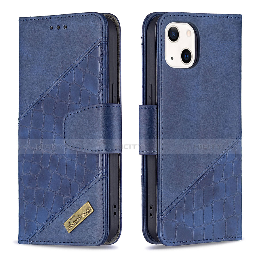 Coque Portefeuille Motif Fantaisie Livre Cuir Etui Clapet L05 pour Apple iPhone 14 Bleu Plus