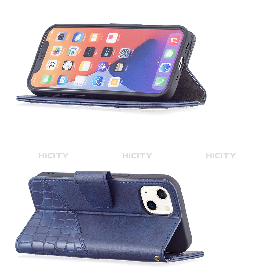 Coque Portefeuille Motif Fantaisie Livre Cuir Etui Clapet L05 pour Apple iPhone 14 Bleu Plus