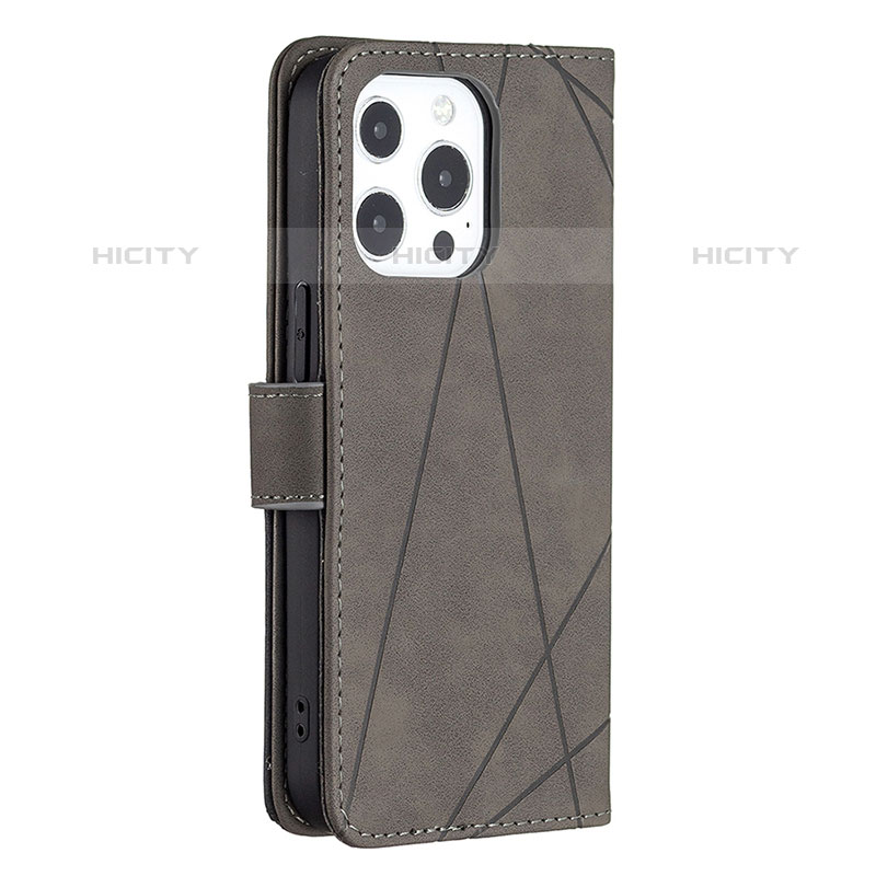 Coque Portefeuille Motif Fantaisie Livre Cuir Etui Clapet L06 pour Apple iPhone 15 Pro Gris Plus