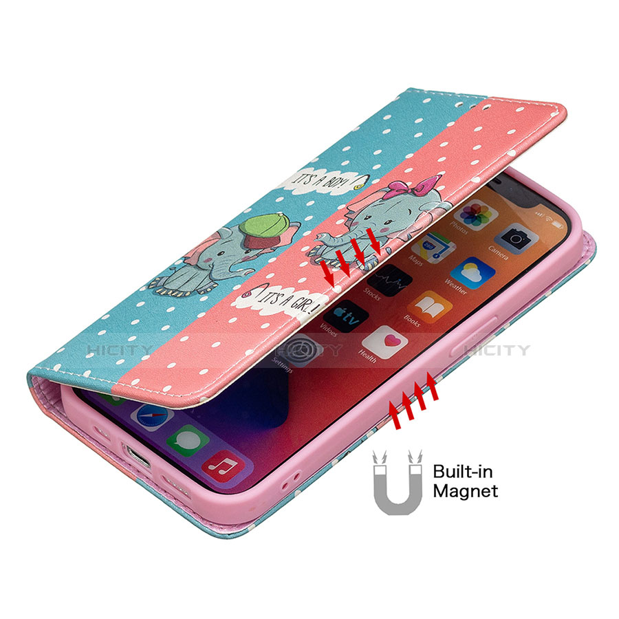 Coque Portefeuille Motif Fantaisie Livre Cuir Etui Clapet pour Apple iPhone 14 Plus Rose Plus