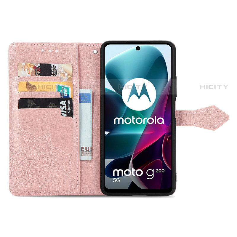 Coque Portefeuille Motif Fantaisie Livre Cuir Etui Clapet pour Motorola Moto G200 5G Plus