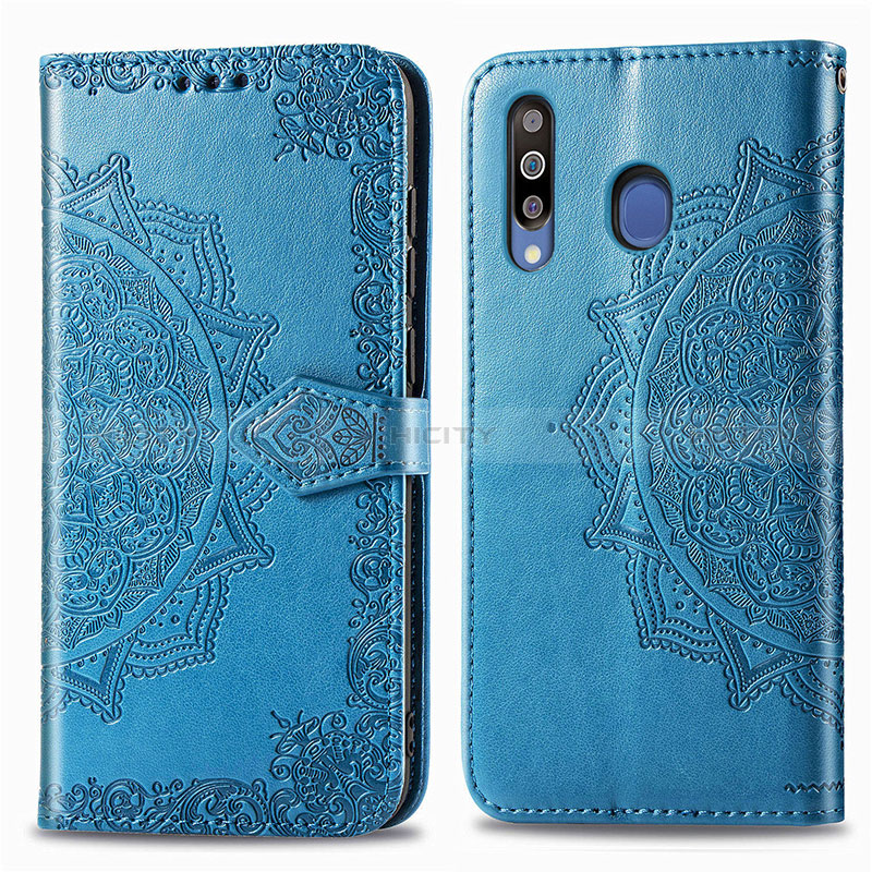 Coque Portefeuille Motif Fantaisie Livre Cuir Etui Clapet pour Samsung Galaxy M30 Bleu Plus